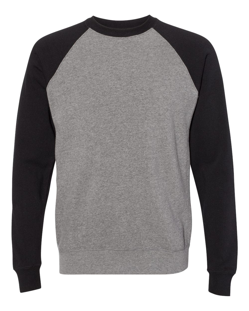 Unisex Special Blend Raglan Crewneck Sweatshirt - Front - B82576512 - Nickel Heather/ Black
