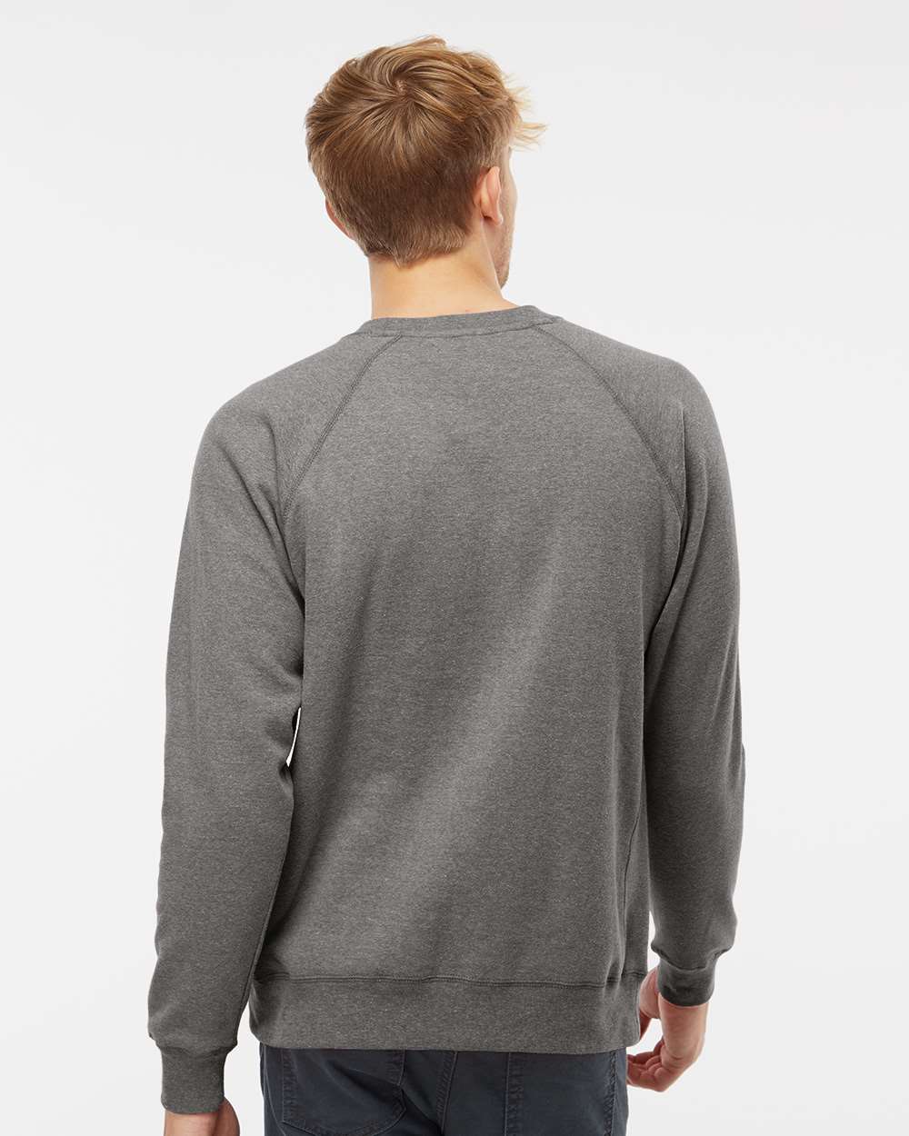 Unisex Special Blend Raglan Crewneck Sweatshirt - OnModelBack - B82576352 - Nickel