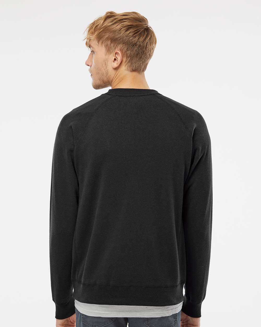 Unisex Special Blend Raglan Crewneck Sweatshirt - OnModelBack - B82576502 - Black