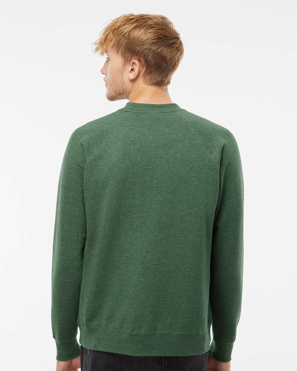 Unisex Special Blend Raglan Crewneck Sweatshirt - OnModelBack - B82576542 - Moss