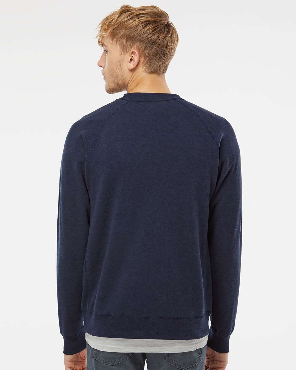 Unisex Special Blend Raglan Crewneck Sweatshirt - OnModelBack - B82576652 - Classic Navy