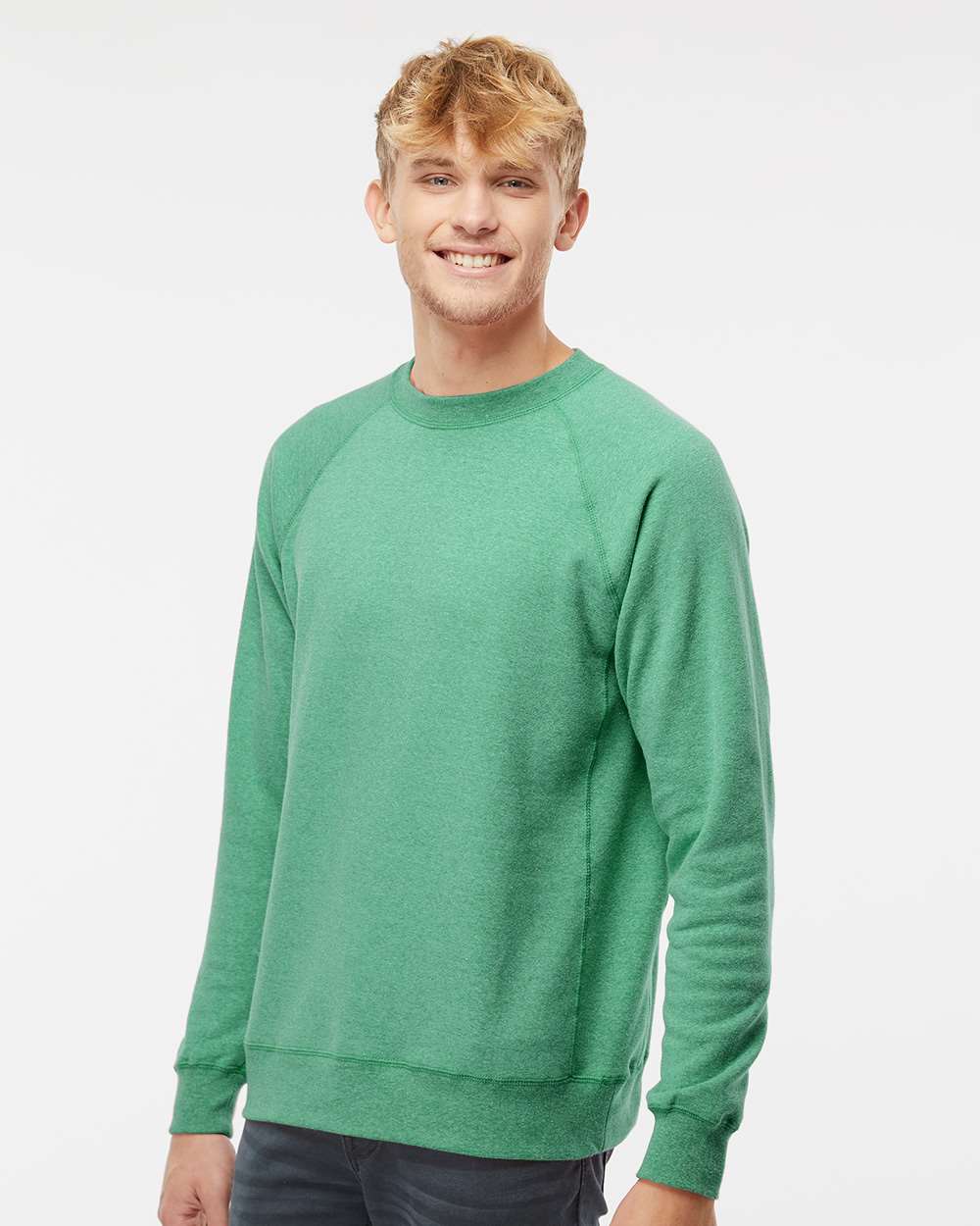 Unisex Special Blend Raglan Crewneck Sweatshirt - OnModelSide - B82576053 - Sea Green