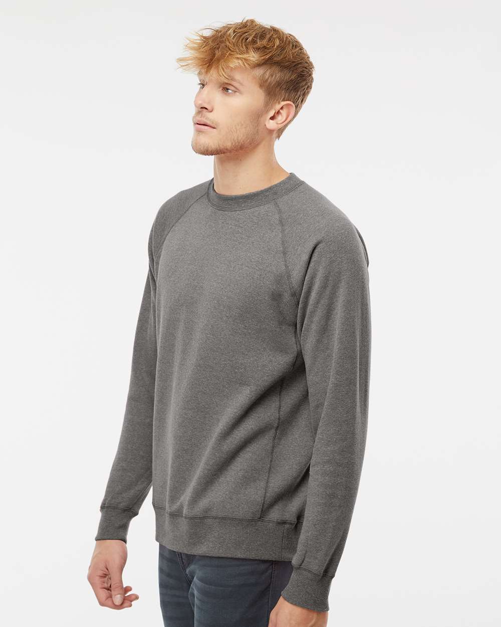 Unisex Special Blend Raglan Crewneck Sweatshirt - OnModelSide - B82576352 - Nickel