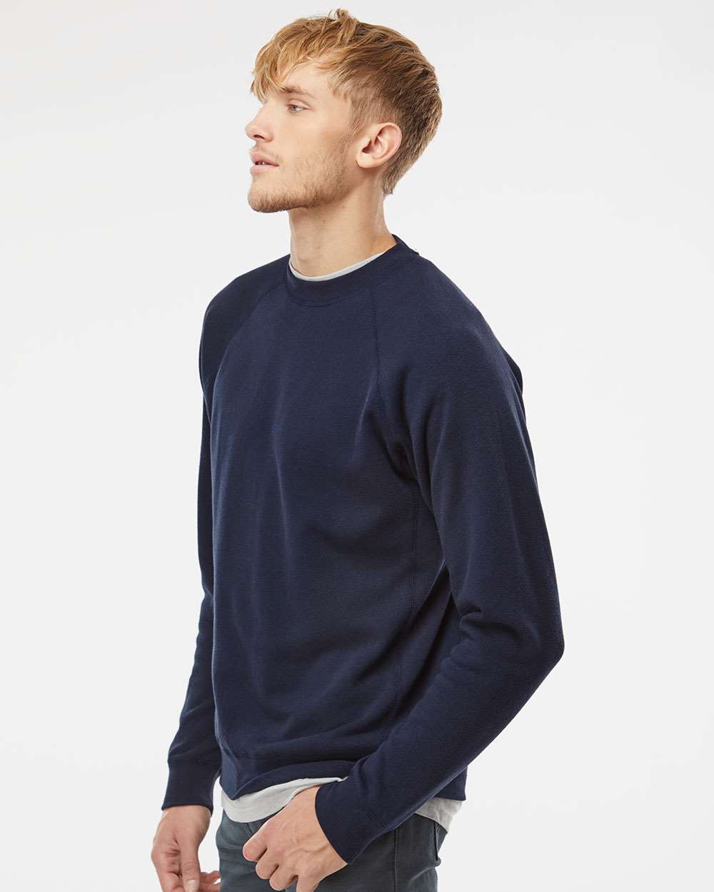Unisex Special Blend Raglan Crewneck Sweatshirt - OnModelSide - B82576652 - Classic Navy