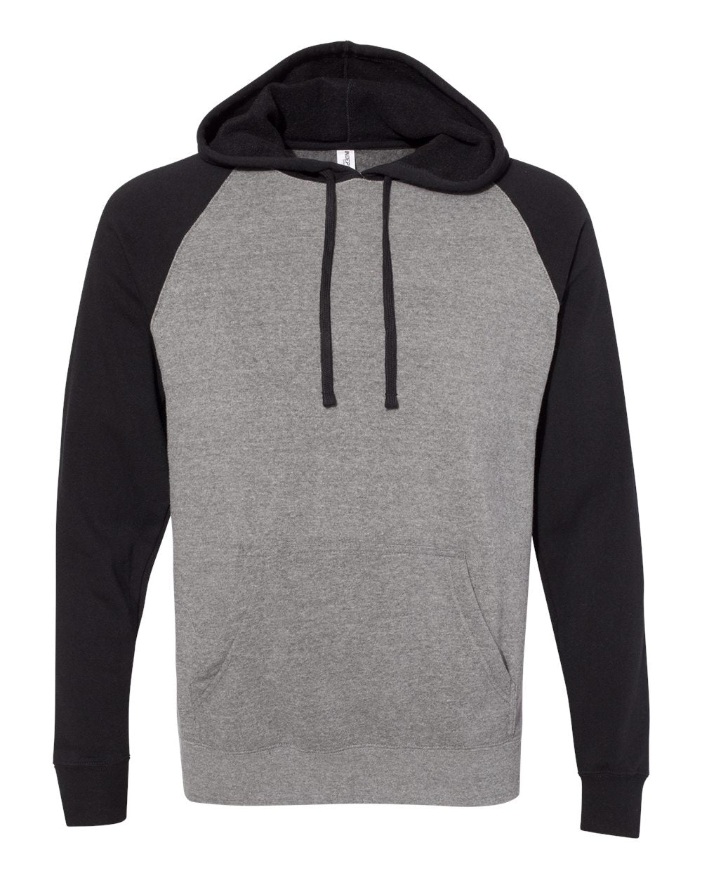 Unisex Special Blend Raglan Hooded Sweatshirt - Front - B83376512 - Nickel Heather/ Black