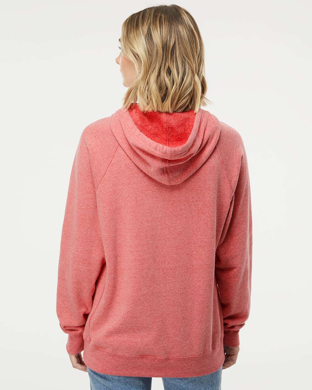 Unisex Special Blend Raglan Hooded Sweatshirt - OnModelBack - B83376032 - Pomegranate