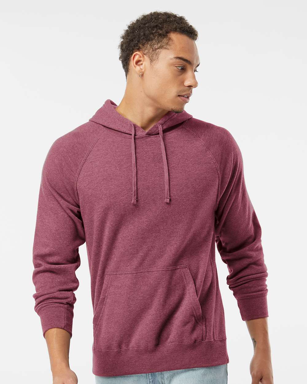 Unisex Special Blend Raglan Hooded Sweatshirt - OnModelFront - B83376222 - Crimson