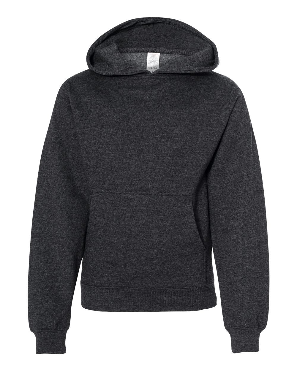 Youth Midweight Hooded Sweatshirt - Front - B32076093 - Charcoal Heather