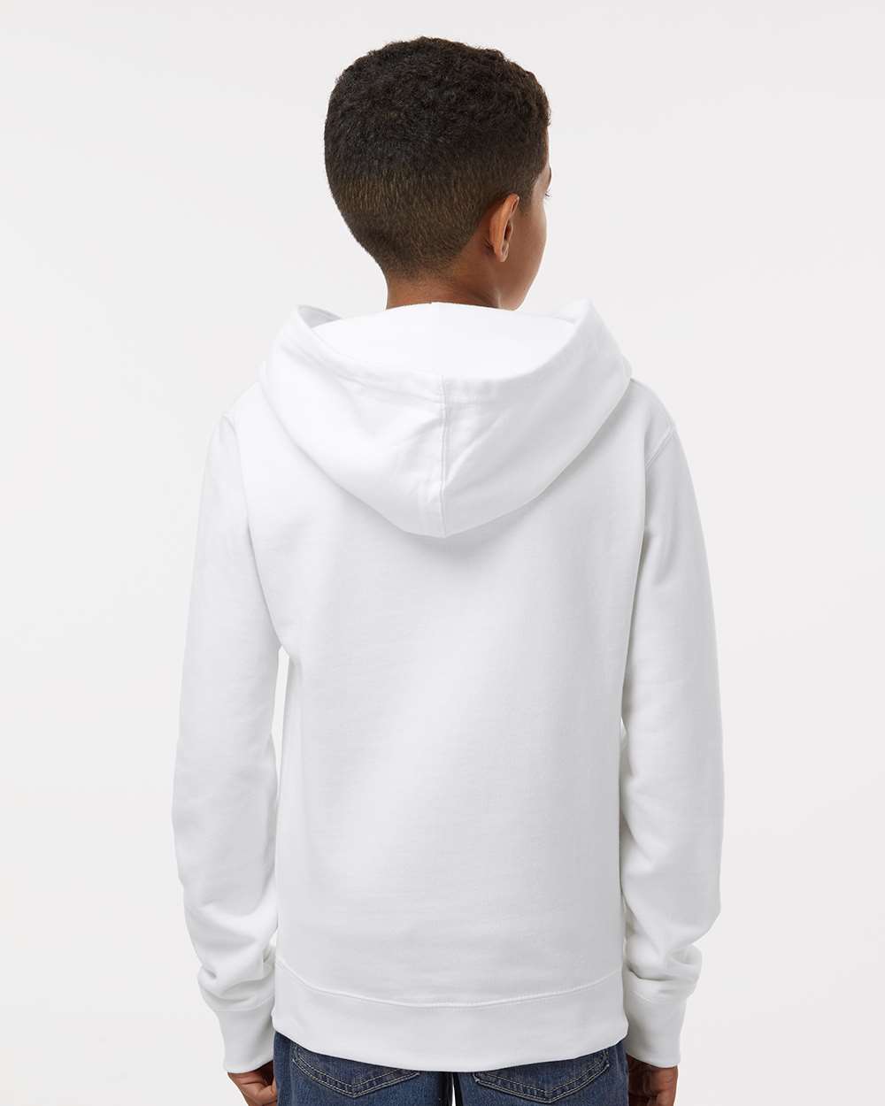 Youth Midweight Hooded Sweatshirt - OnModelBack - B32076003 - White