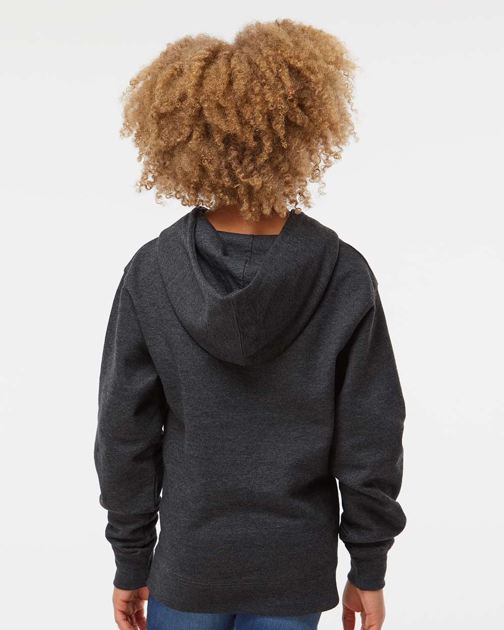 Youth Midweight Hooded Sweatshirt - OnModelBack - B32076093 - Charcoal Heather