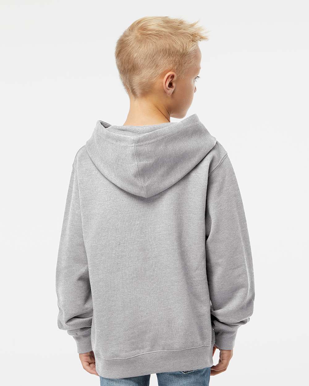 Youth Midweight Hooded Sweatshirt - OnModelBack - B32076353 - Grey Heather