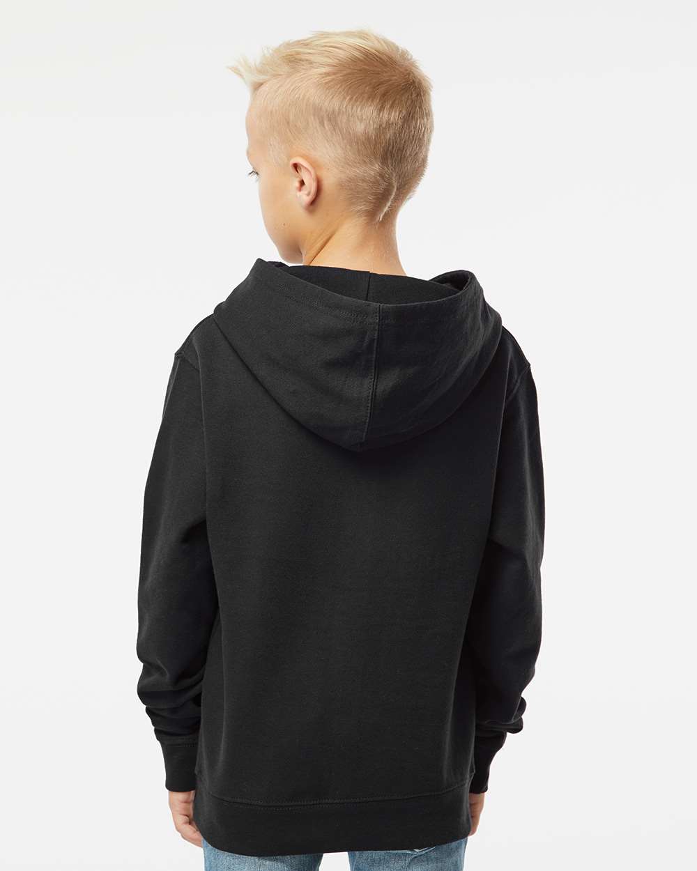 Youth Midweight Hooded Sweatshirt - OnModelBack - B32076503 - Black