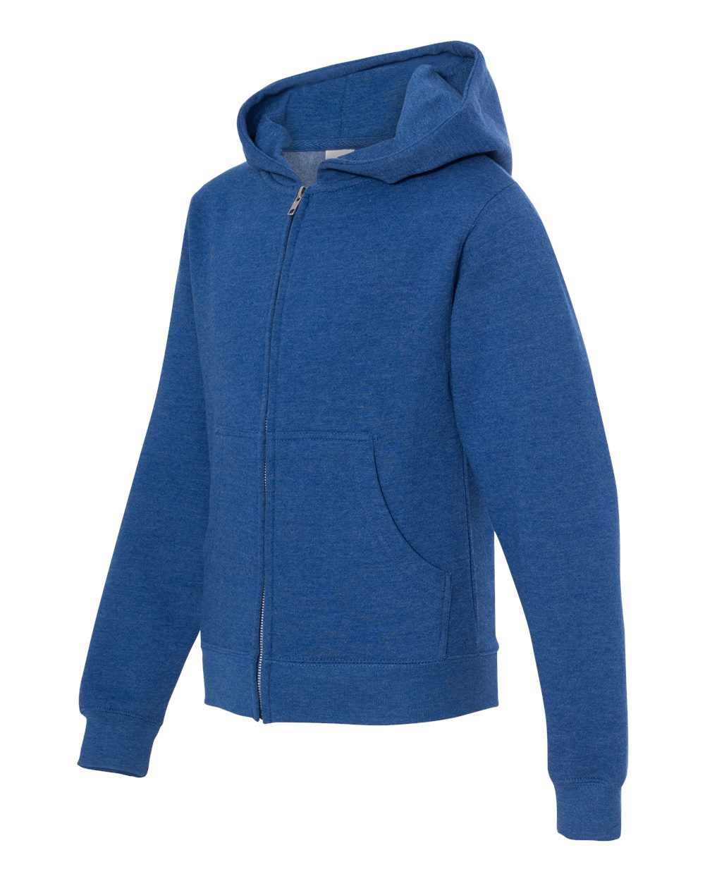 Youth Midweight Full-Zip Hooded Sweatshirt - Side - B32376763 - Royal Heather
