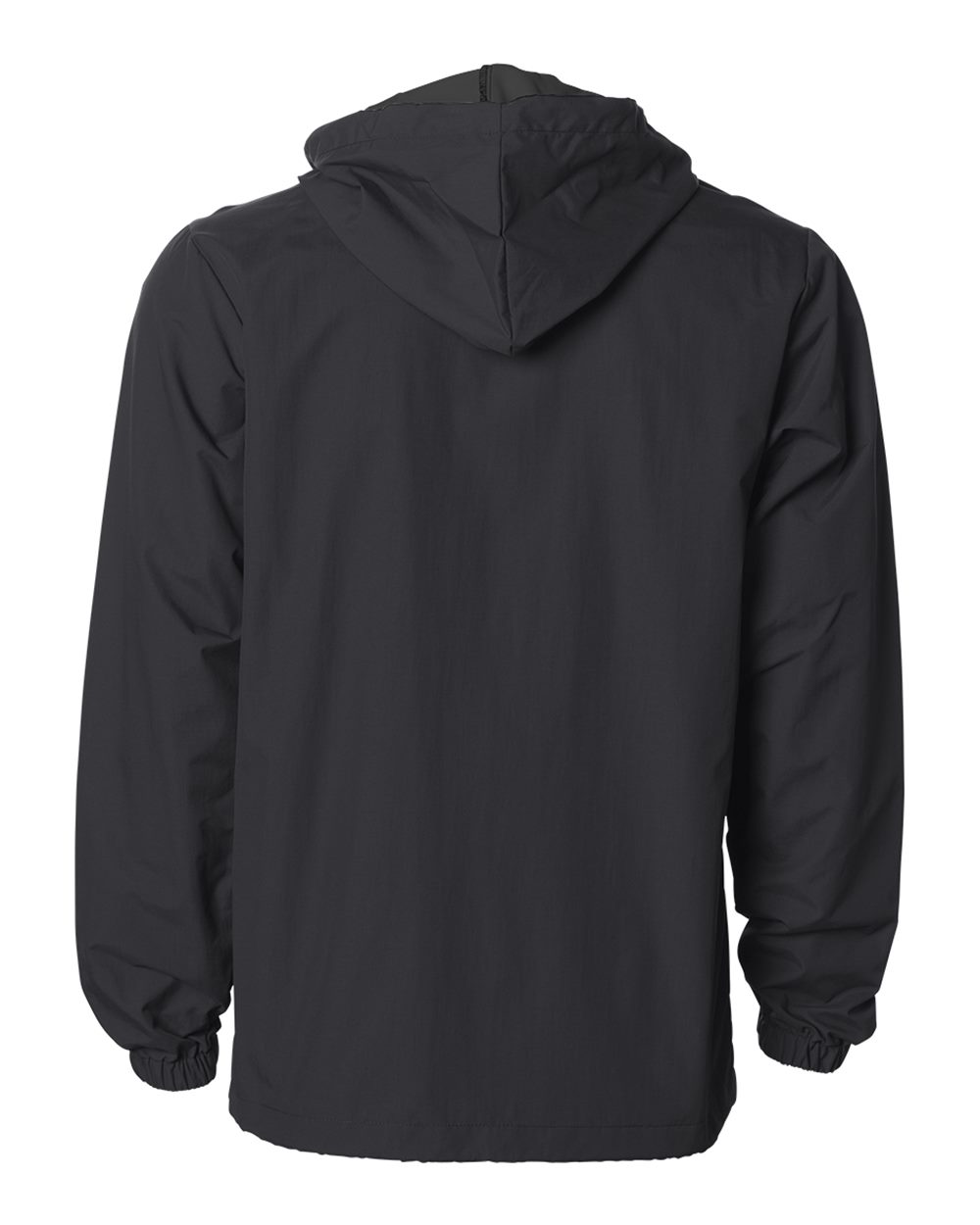 Men's Water-Resistant Hooded Windbreaker - Back - B50876512 - Black/ Black