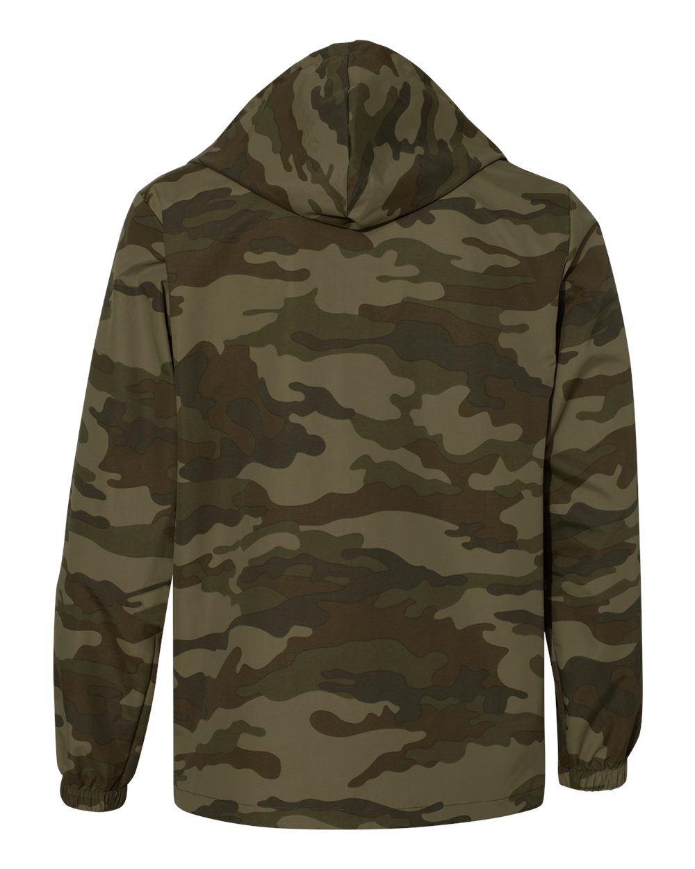 Men's Water-Resistant Hooded Windbreaker - Back - B50876622 - Forest Camo