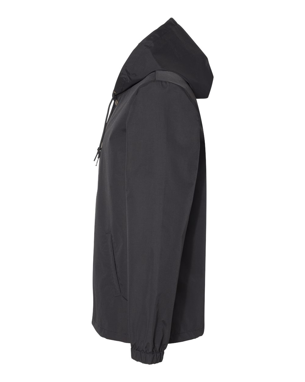 Men's Water-Resistant Hooded Windbreaker - DirectSide - B50876512 - Black/ Black