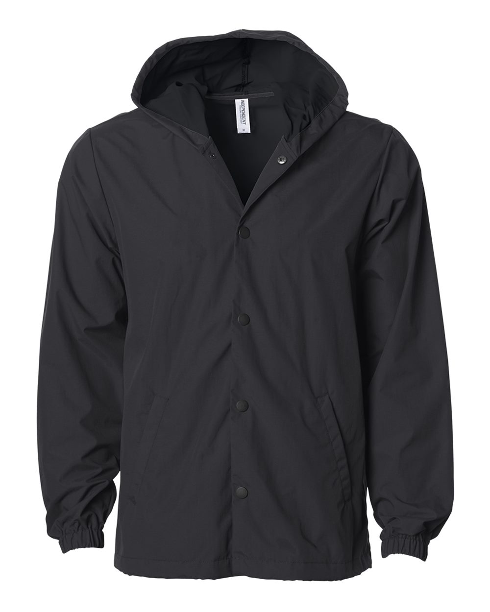 Men's Water-Resistant Hooded Windbreaker - Front - B50876512 - Black/ Black