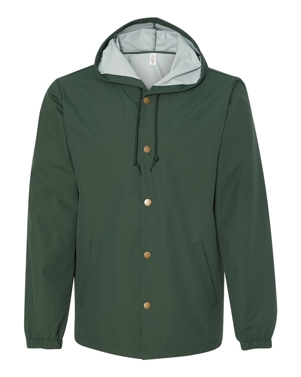 Men's Water-Resistant Hooded Windbreaker - Front - B50876542 - Forest Green