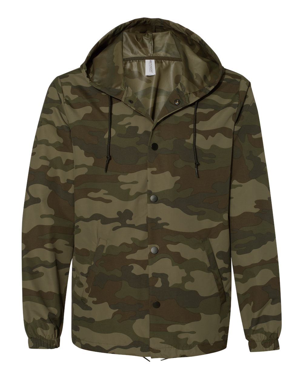 Men's Water-Resistant Hooded Windbreaker - Front - B50876622 - Forest Camo