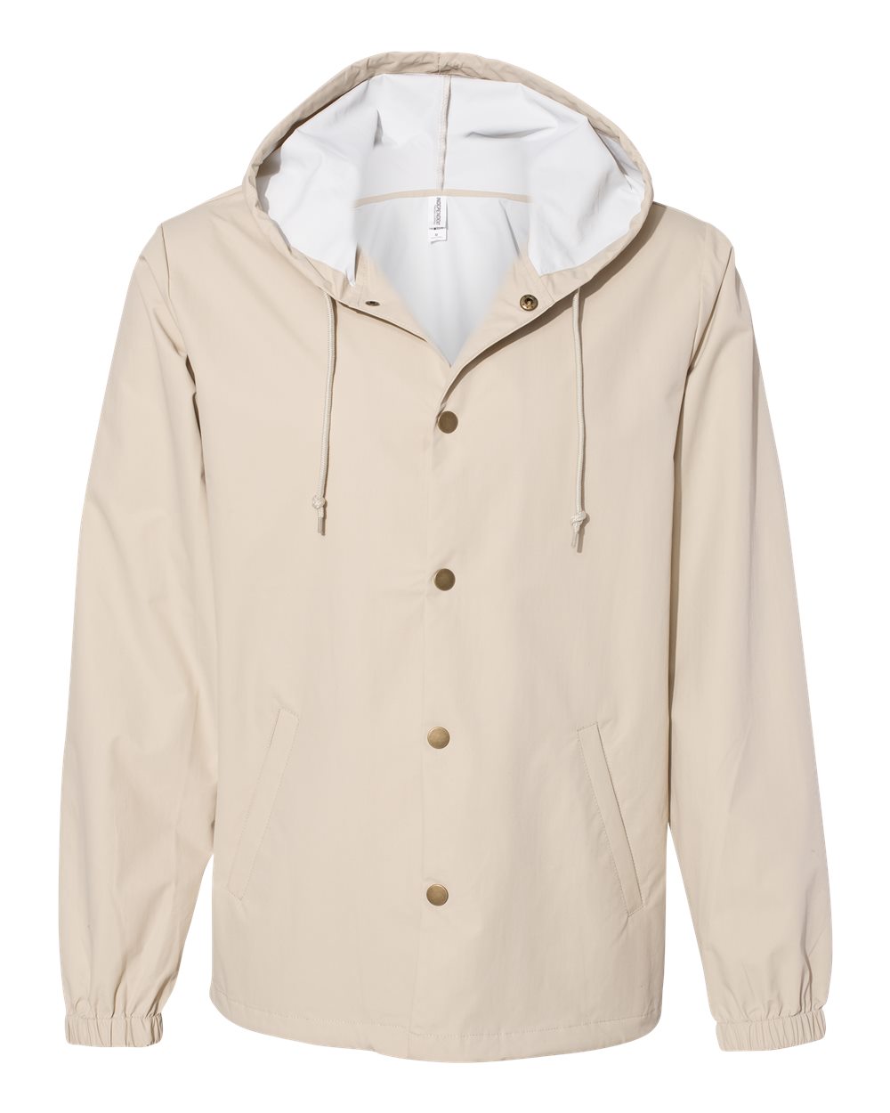 Men's Water-Resistant Hooded Windbreaker - Front - B50876772 - Classic Khaki