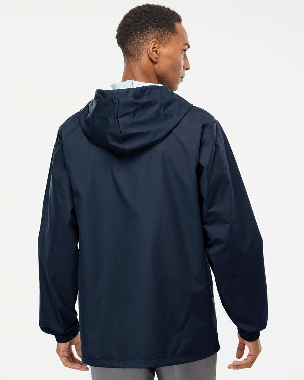 Men's Water-Resistant Hooded Windbreaker - OnModelBack - B50876652 - Classic Navy