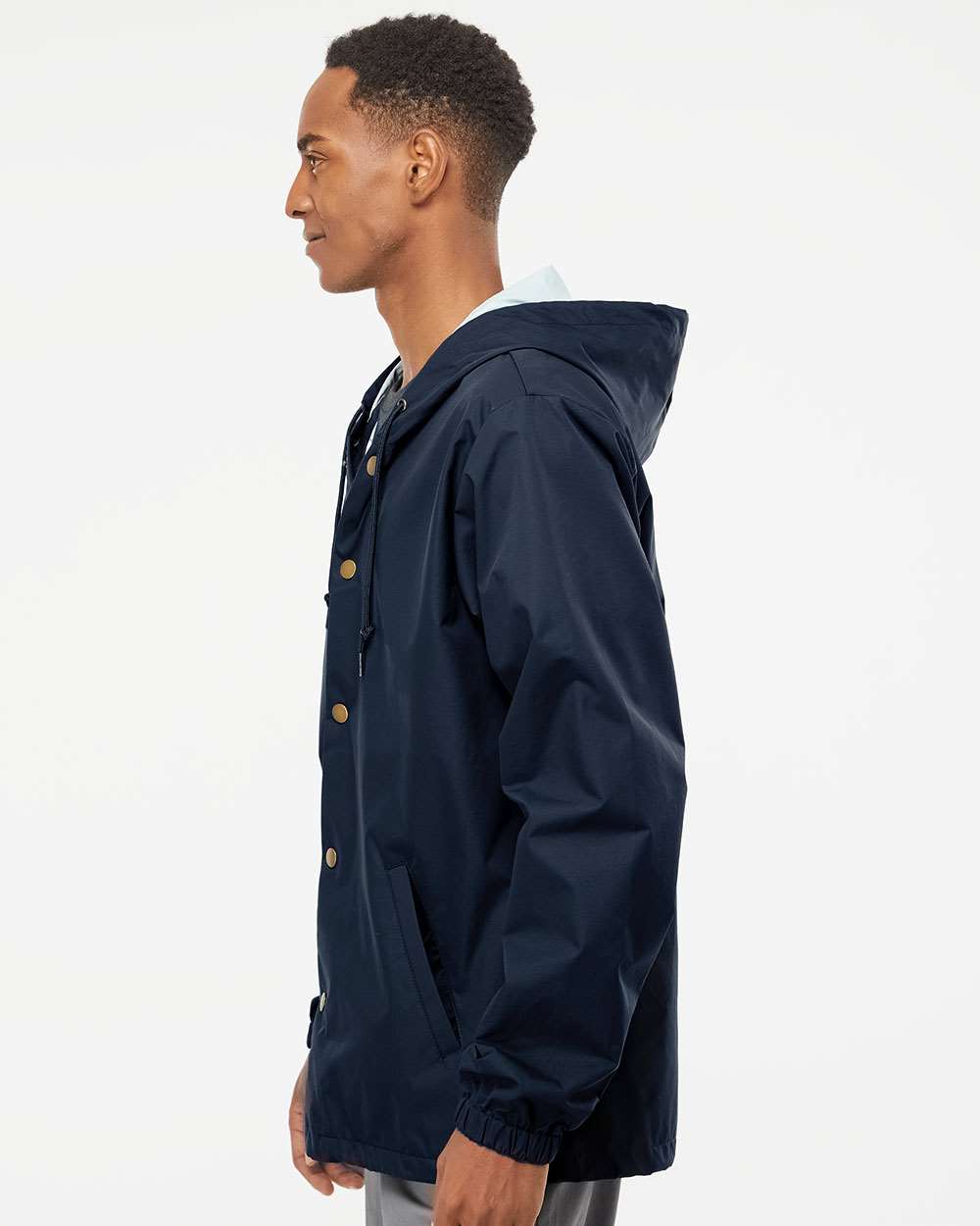 Men's Water-Resistant Hooded Windbreaker - OnModelSide - B50876652 - Classic Navy