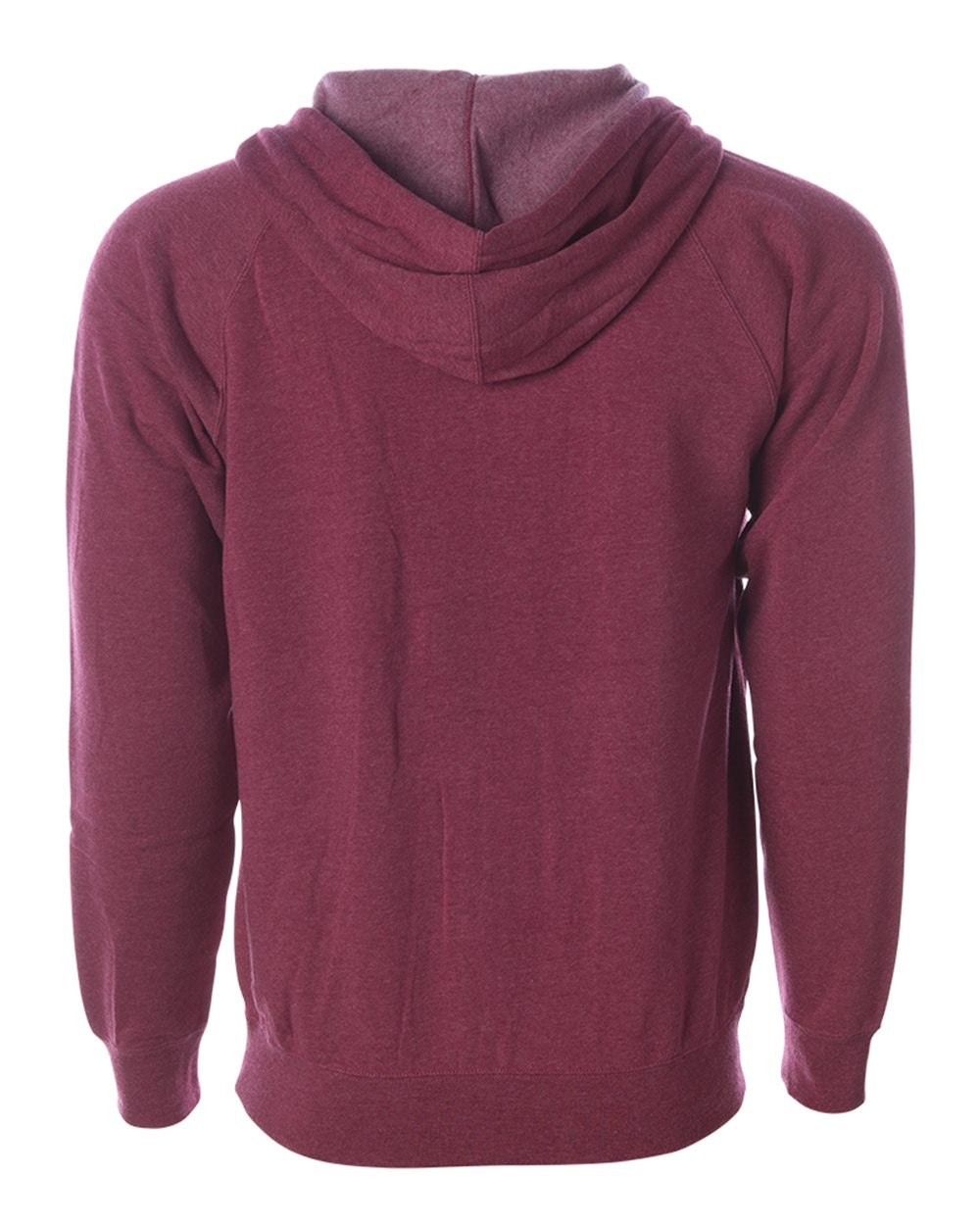Unisex Special Blend Raglan Full-Zip Hooded Sweatshirt - Back - B81476222 - Crimson