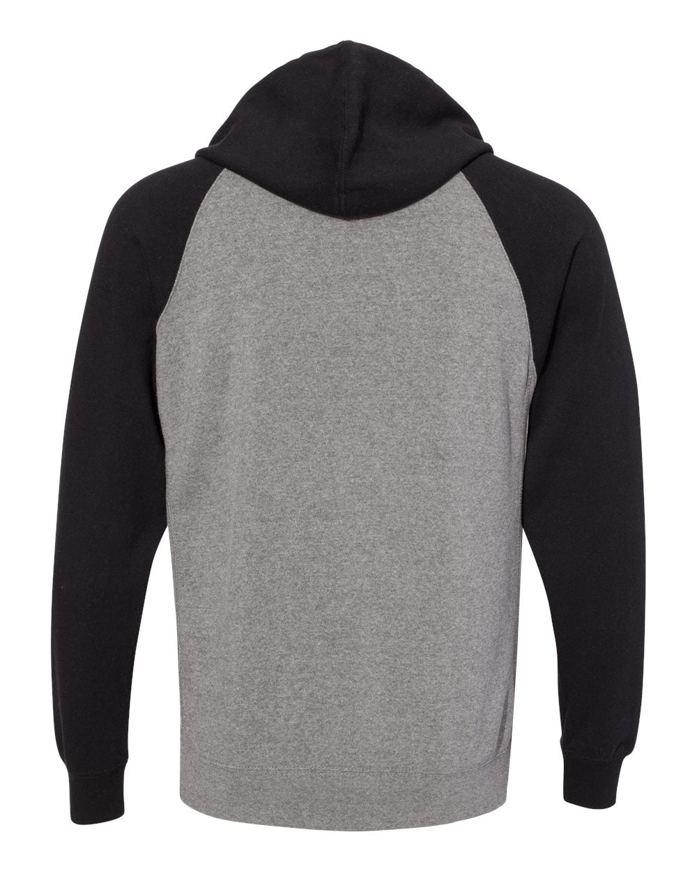 Unisex Special Blend Raglan Full-Zip Hooded Sweatshirt - Back - B81476512 - Nickel Heather/ Black