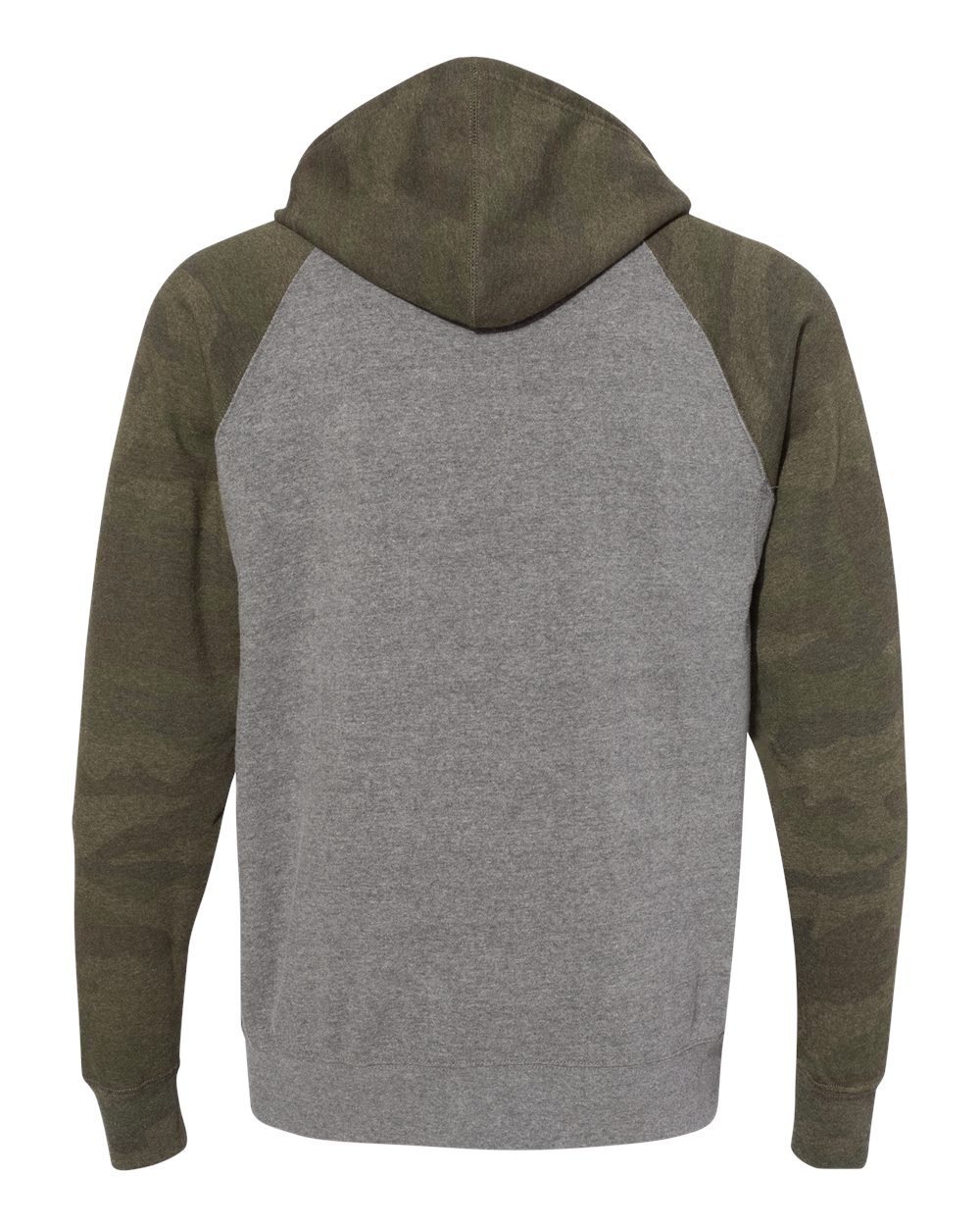 Unisex Special Blend Raglan Full-Zip Hooded Sweatshirt - Back - B81476982 - Nickel Heather/ Forest Camo