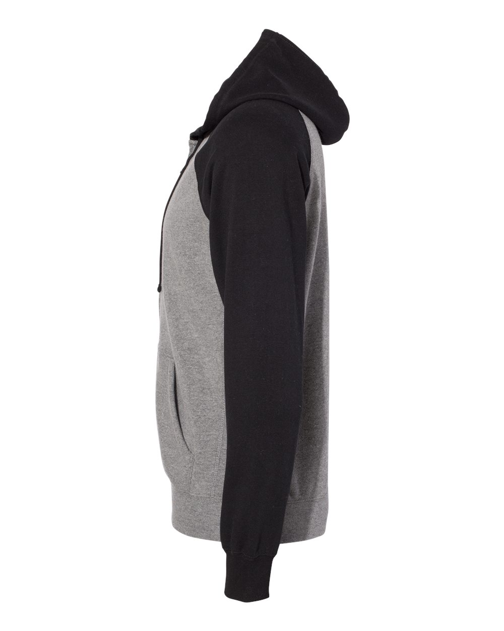 Unisex Special Blend Raglan Full-Zip Hooded Sweatshirt - DirectSide - B81476512 - Nickel Heather/ Black