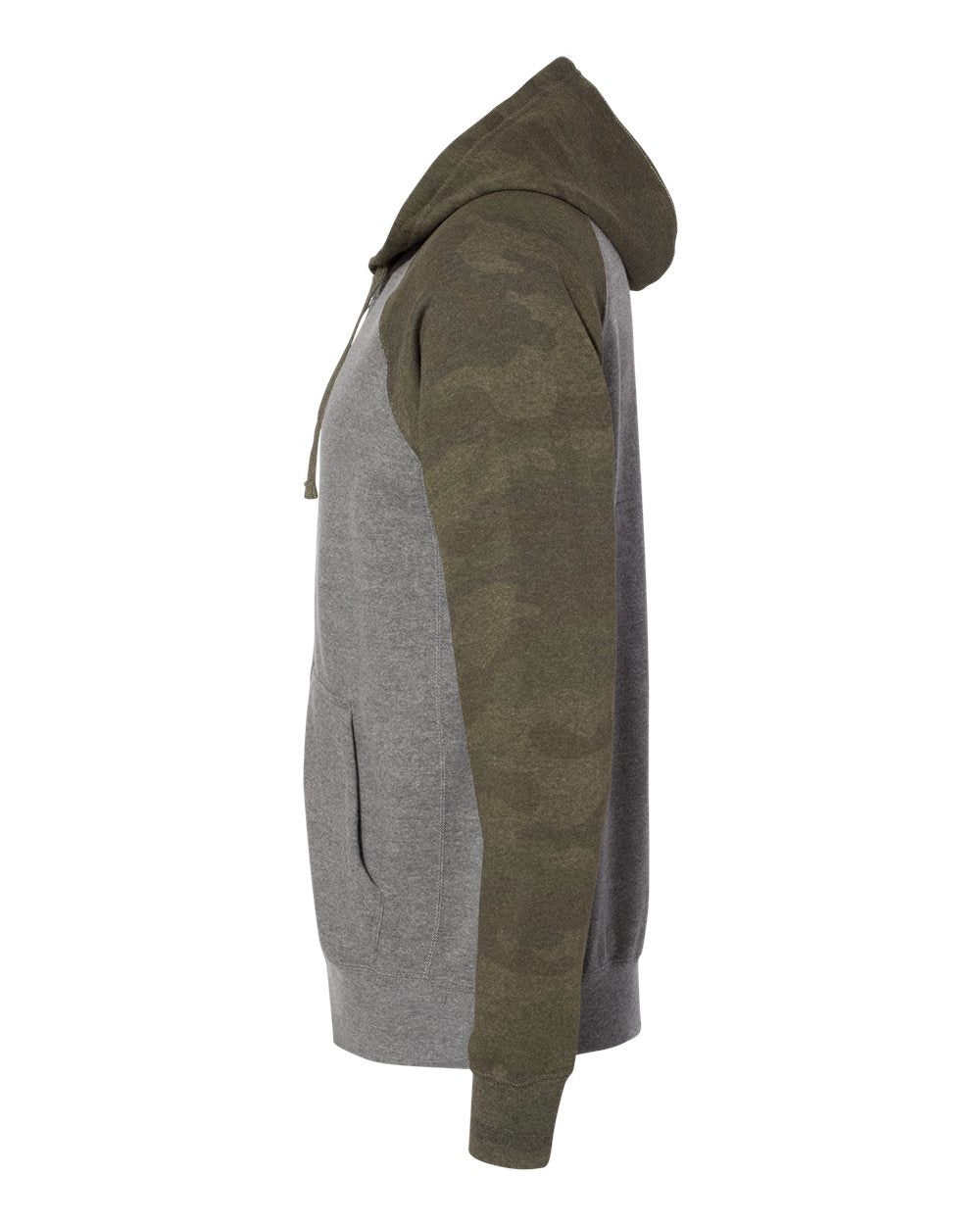 Unisex Special Blend Raglan Full-Zip Hooded Sweatshirt - DirectSide - B81476982 - Nickel Heather/ Forest Camo