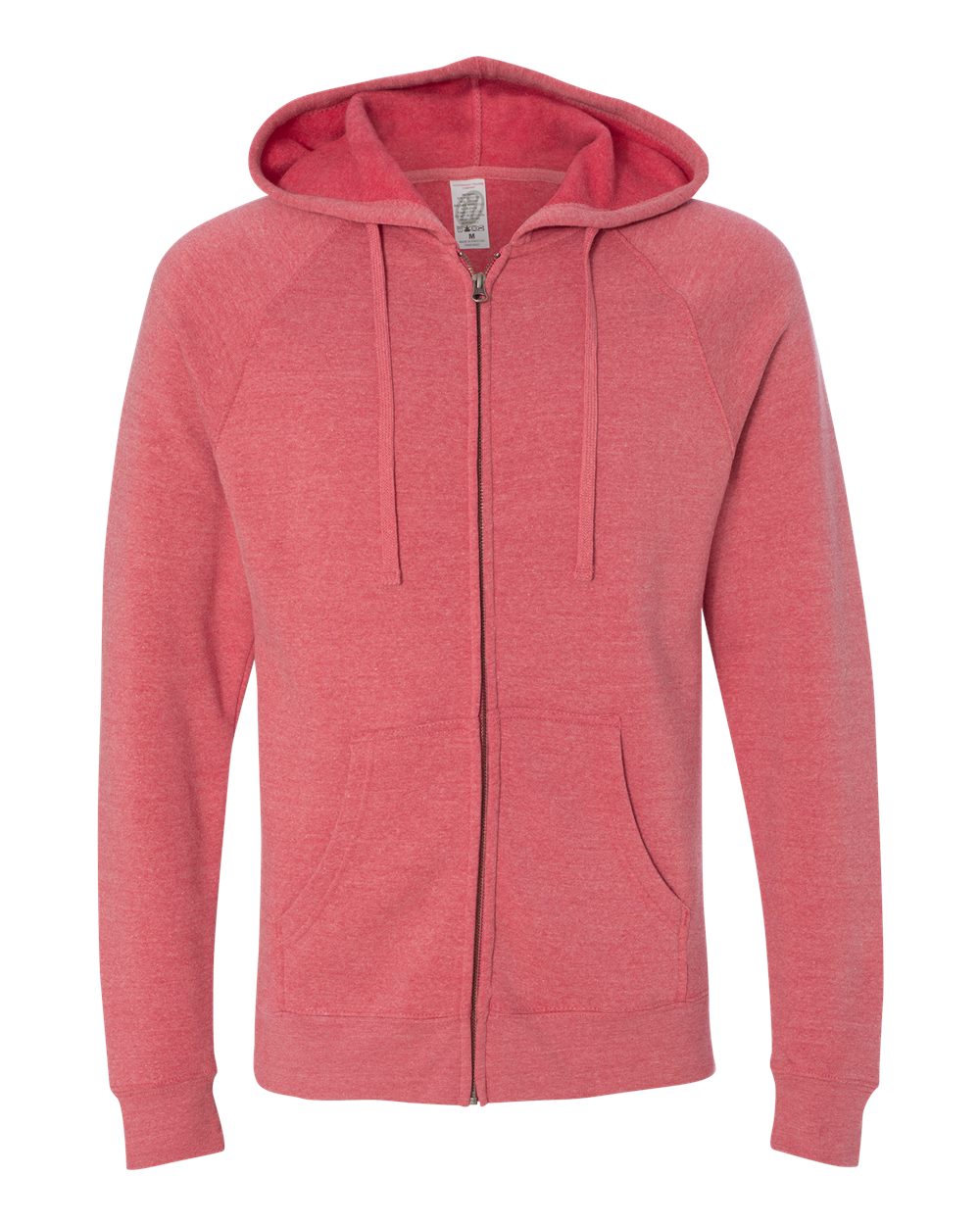 Unisex Special Blend Raglan Full-Zip Hooded Sweatshirt - Front - B81476032 - Pomegranate