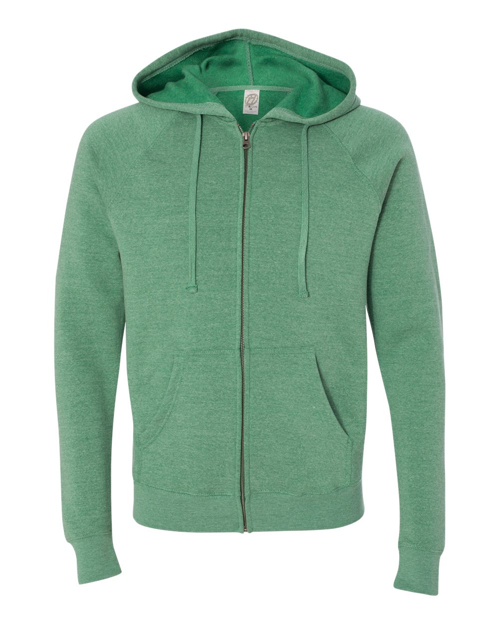 Unisex Special Blend Raglan Full-Zip Hooded Sweatshirt - Front - B81476052 - Sea Green