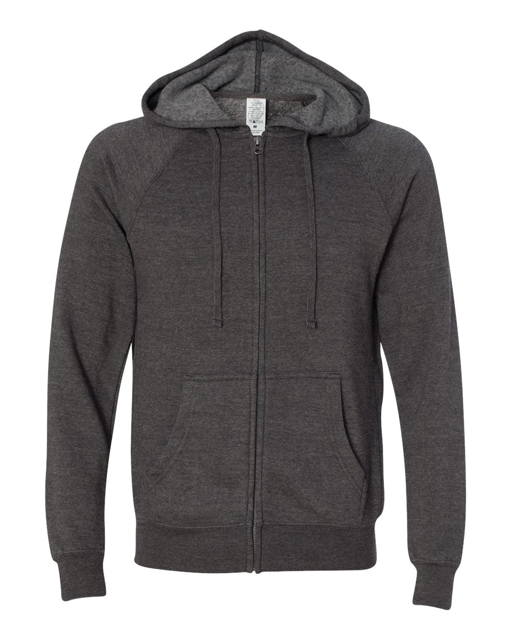 Unisex Special Blend Raglan Full-Zip Hooded Sweatshirt - Front - B81476092 - Carbon