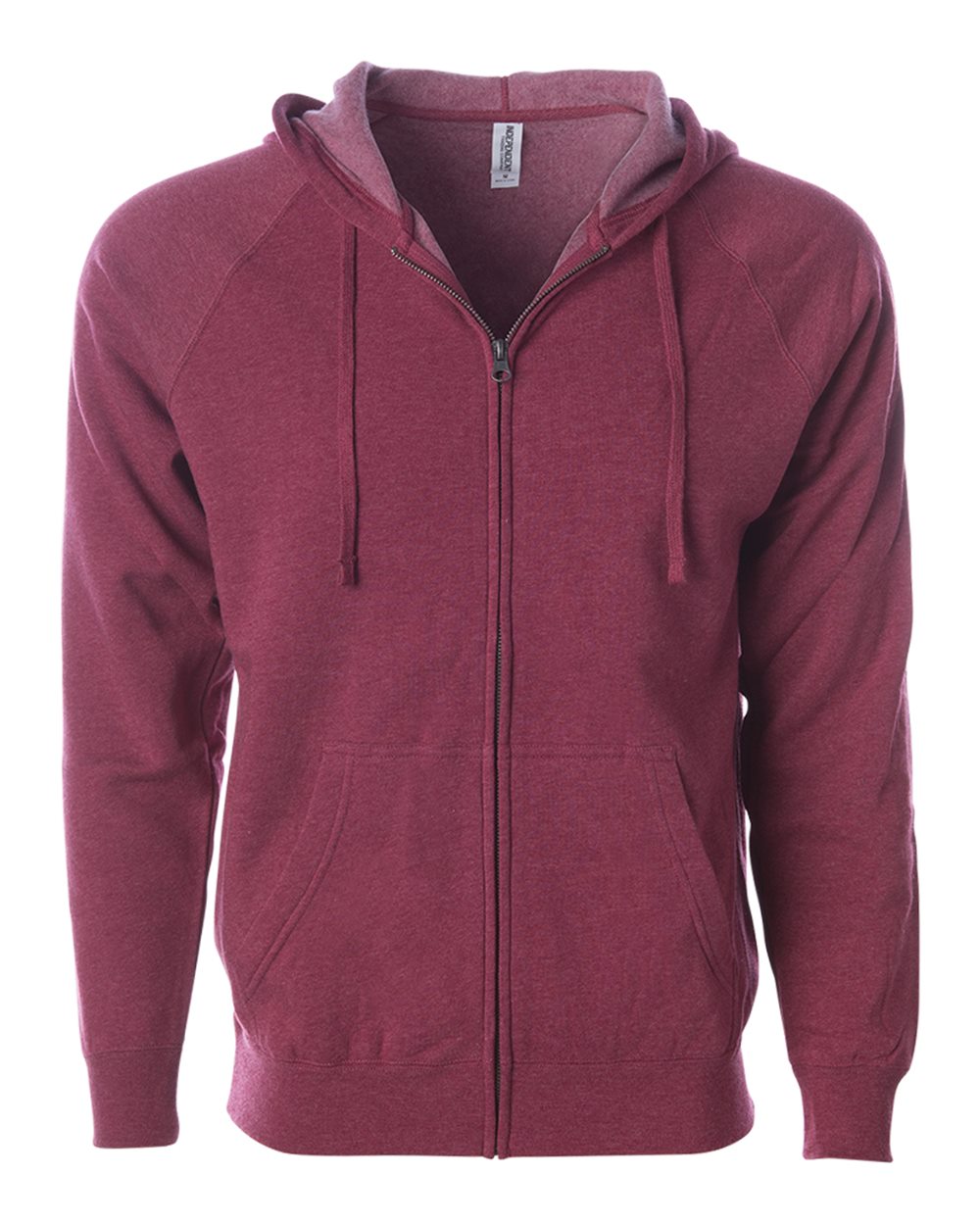 Unisex Special Blend Raglan Full-Zip Hooded Sweatshirt - Front - B81476222 - Crimson
