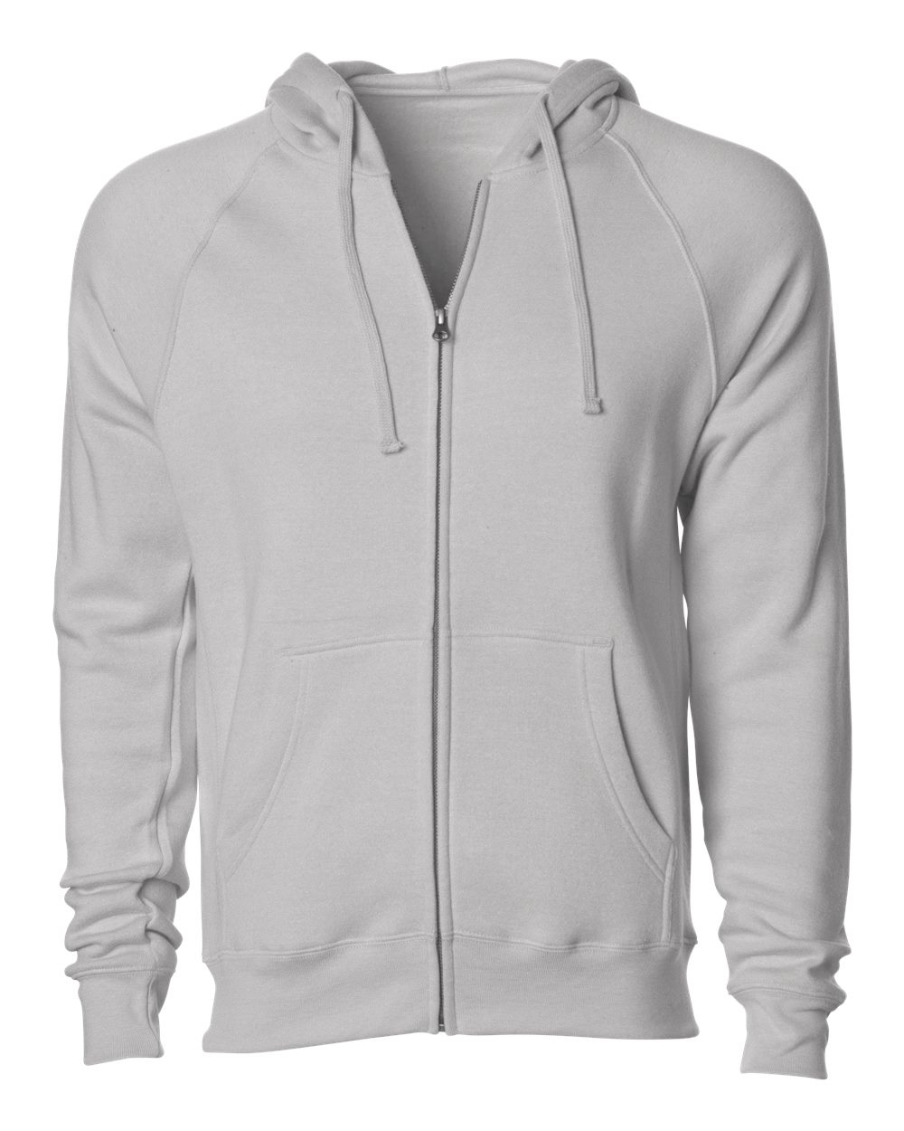 Unisex Special Blend Raglan Full-Zip Hooded Sweatshirt - Front - B81476242 - Stone Heather