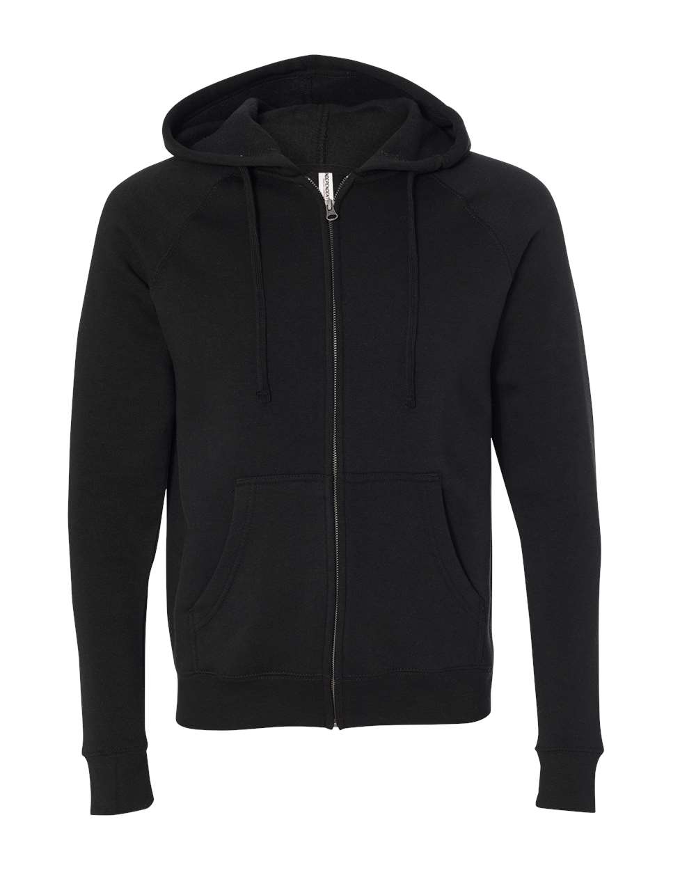 Unisex Special Blend Raglan Full-Zip Hooded Sweatshirt - Front - B81476502 - Black