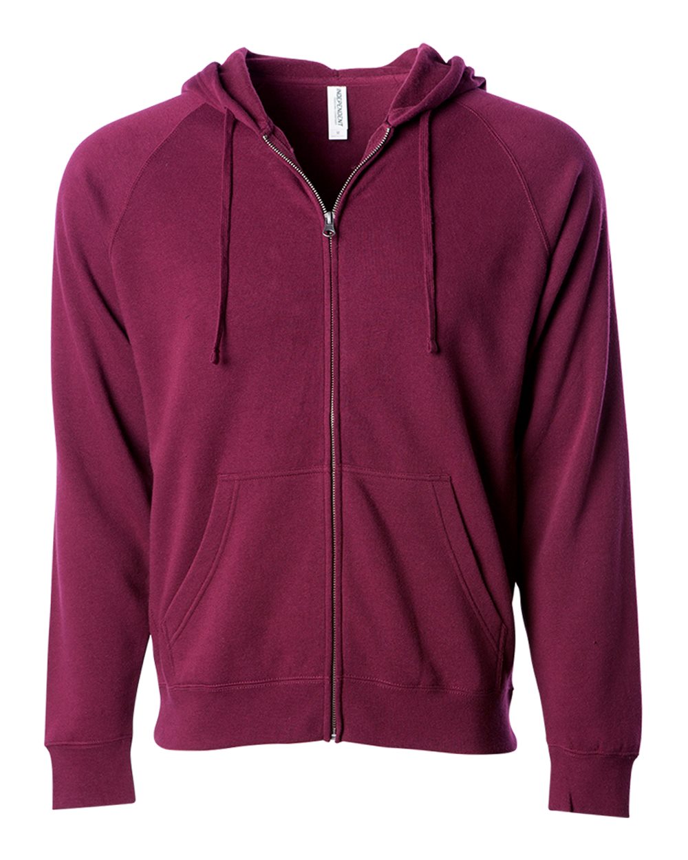 Unisex Special Blend Raglan Full-Zip Hooded Sweatshirt - Front - B81476522 - Maroon