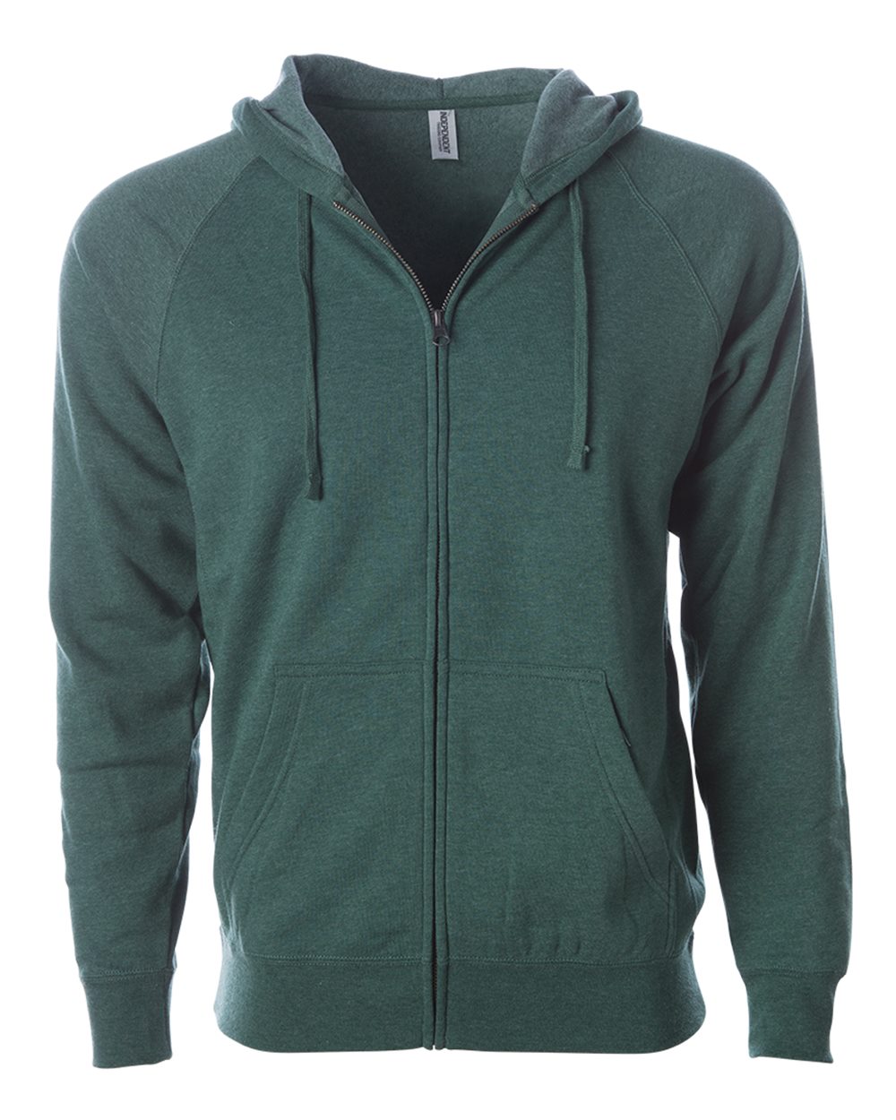 Unisex Special Blend Raglan Full-Zip Hooded Sweatshirt - Front - B81476532 - Moss