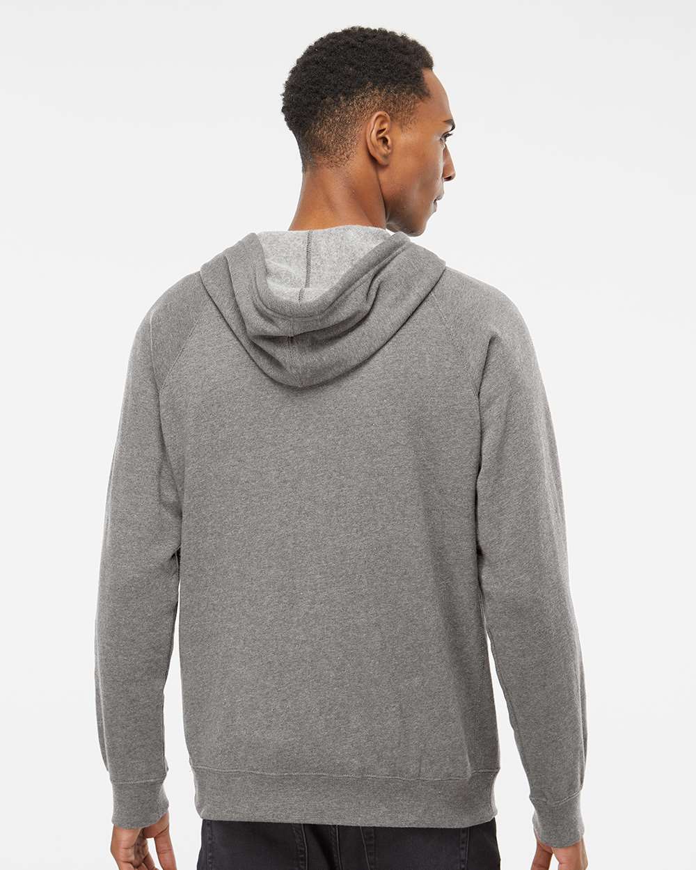 Unisex Special Blend Raglan Full-Zip Hooded Sweatshirt - OnModelBack - B81476352 - Nickel