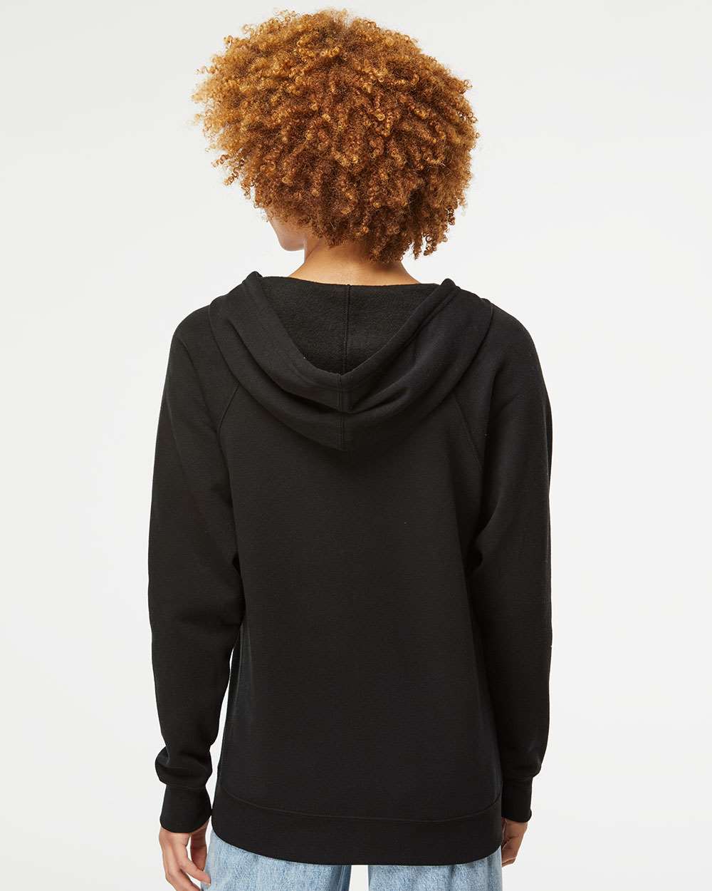 Unisex Special Blend Raglan Full-Zip Hooded Sweatshirt - OnModelBack - B81476502 - Black