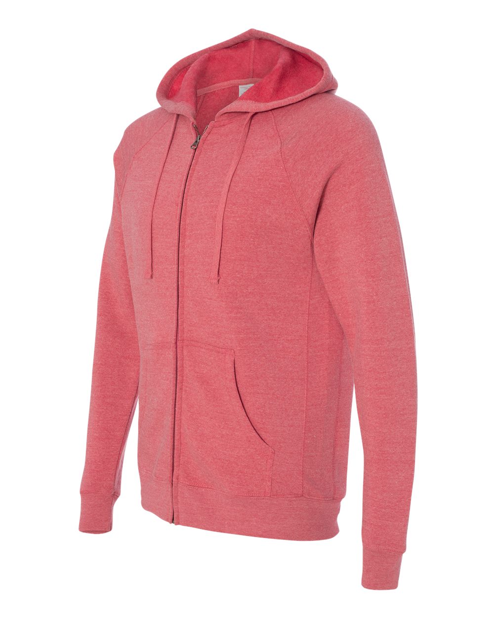 Unisex Special Blend Raglan Full-Zip Hooded Sweatshirt - Side - B81476032 - Pomegranate