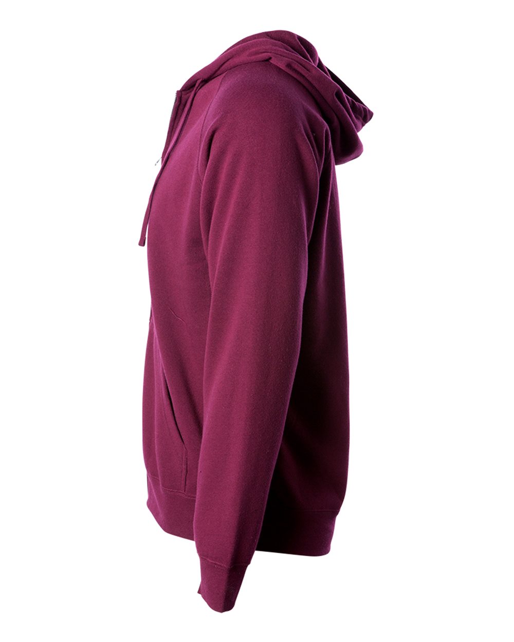 Unisex Special Blend Raglan Full-Zip Hooded Sweatshirt - Side - B81476522 - Maroon
