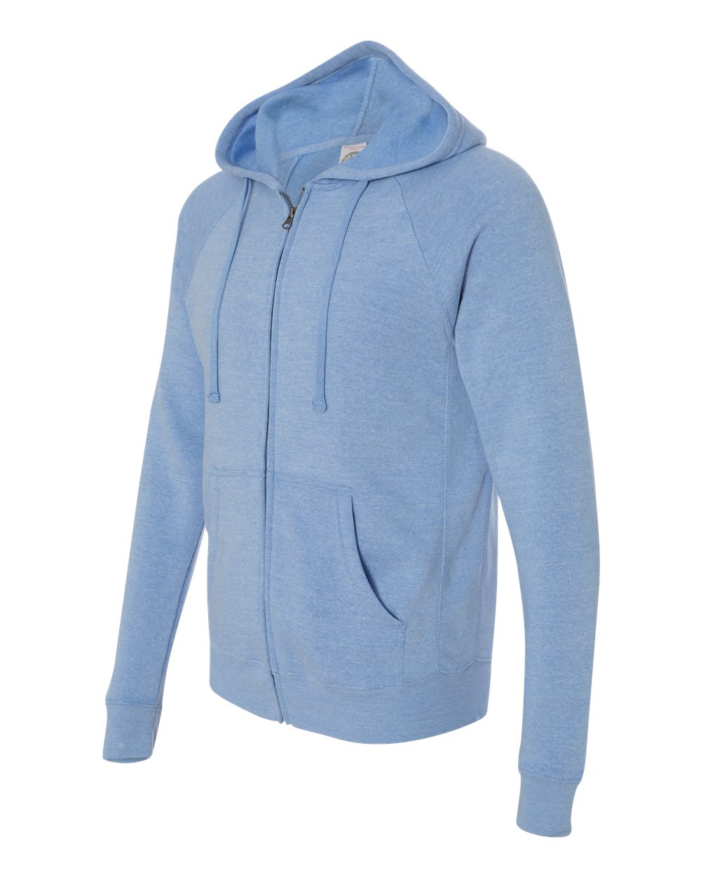 Unisex Special Blend Raglan Full-Zip Hooded Sweatshirt - Side - B81476682 - Pacific