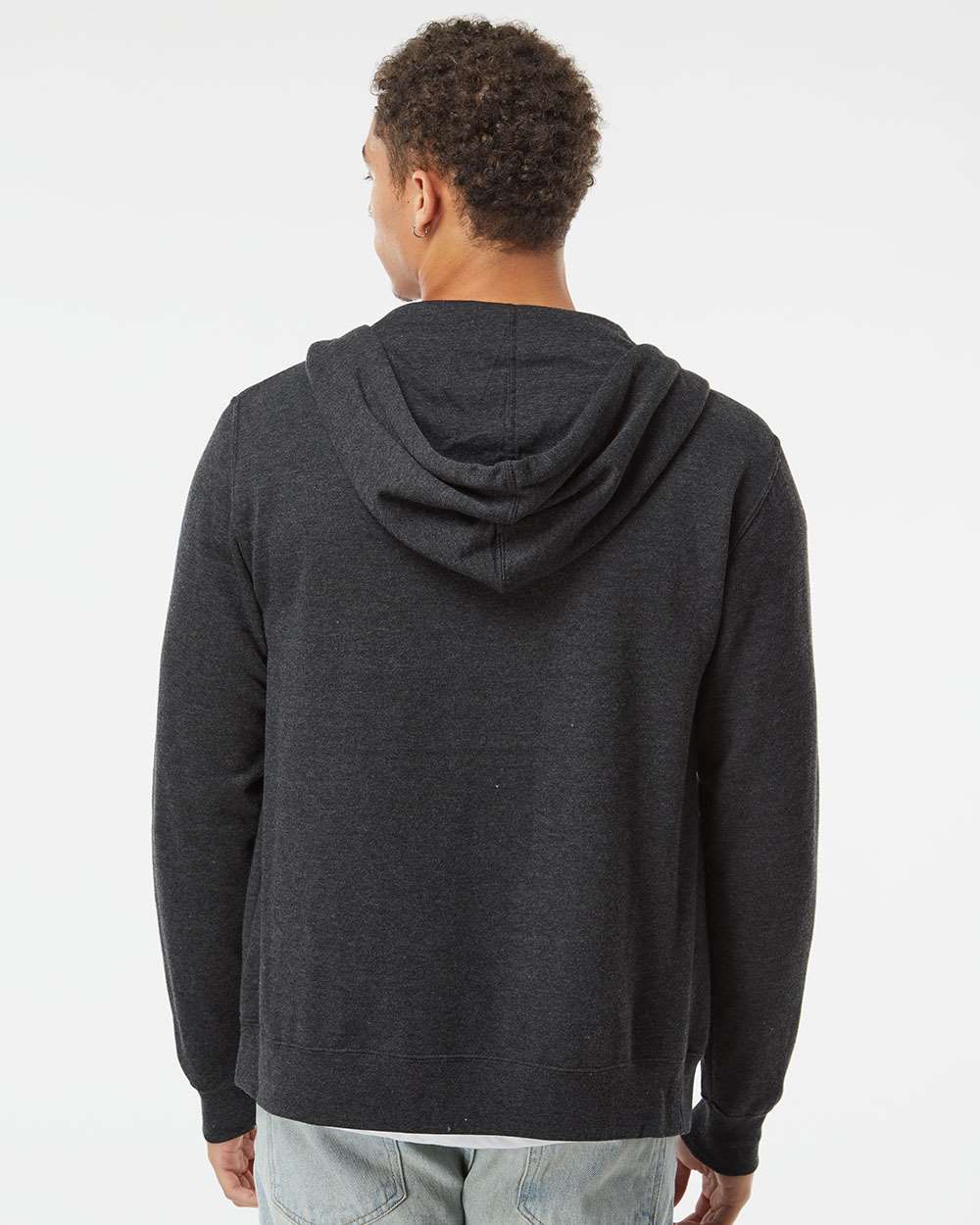 Men's Full-Zip Hooded Sweatshirt - OnModelBack - B22476093 - Charcoal Heather