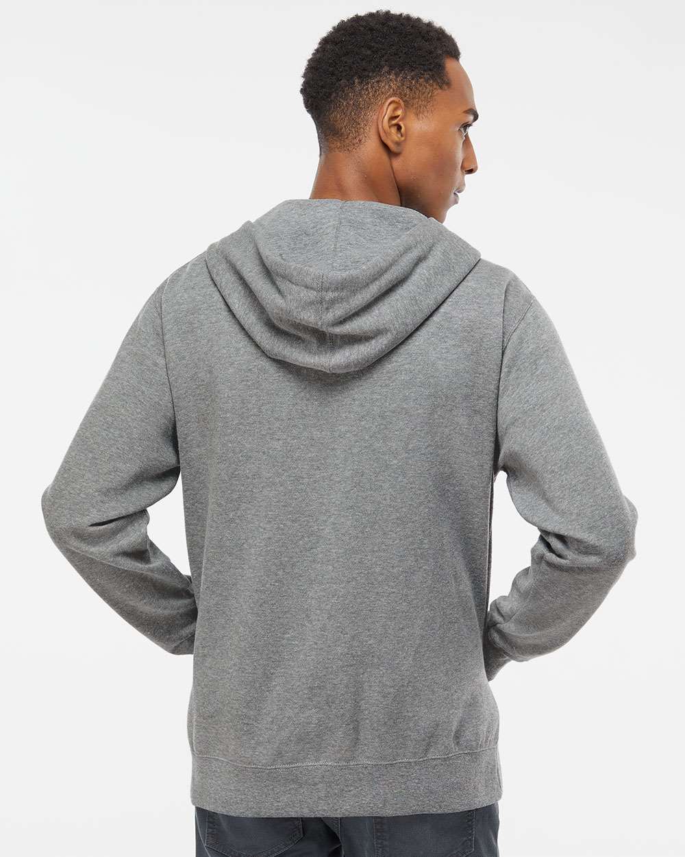 Men's Full-Zip Hooded Sweatshirt - OnModelBack - B22476353 - Gunmetal Heather
