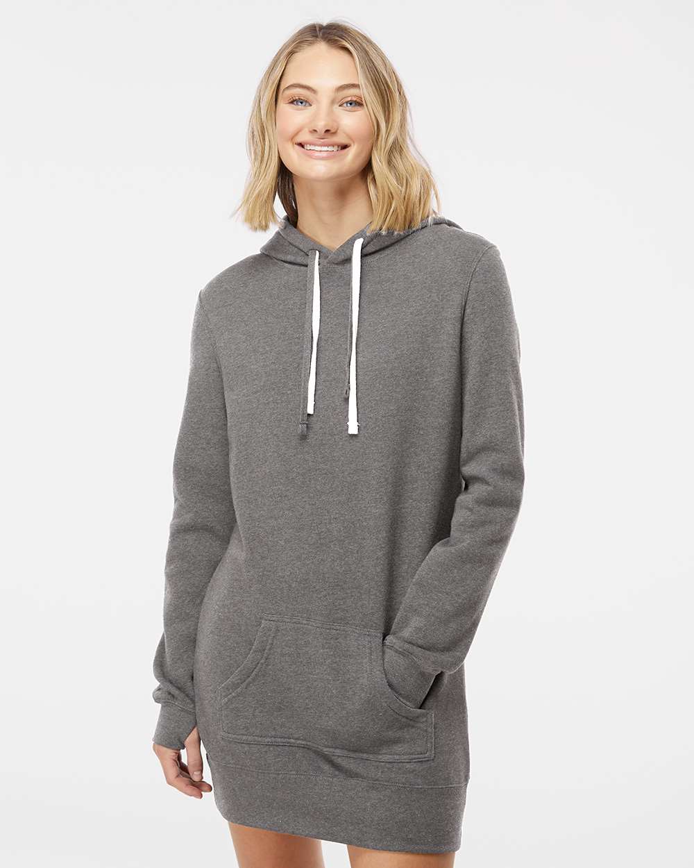 Women’s Special Blend Hooded Sweatshirt Dress - OnModelFront - B23276352 - Nickel