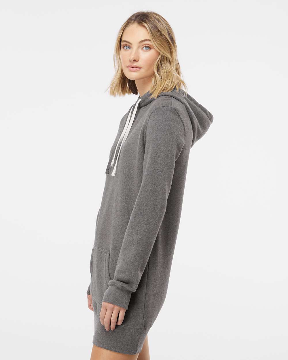 Women’s Special Blend Hooded Sweatshirt Dress - OnModelSide - B23276352 - Nickel