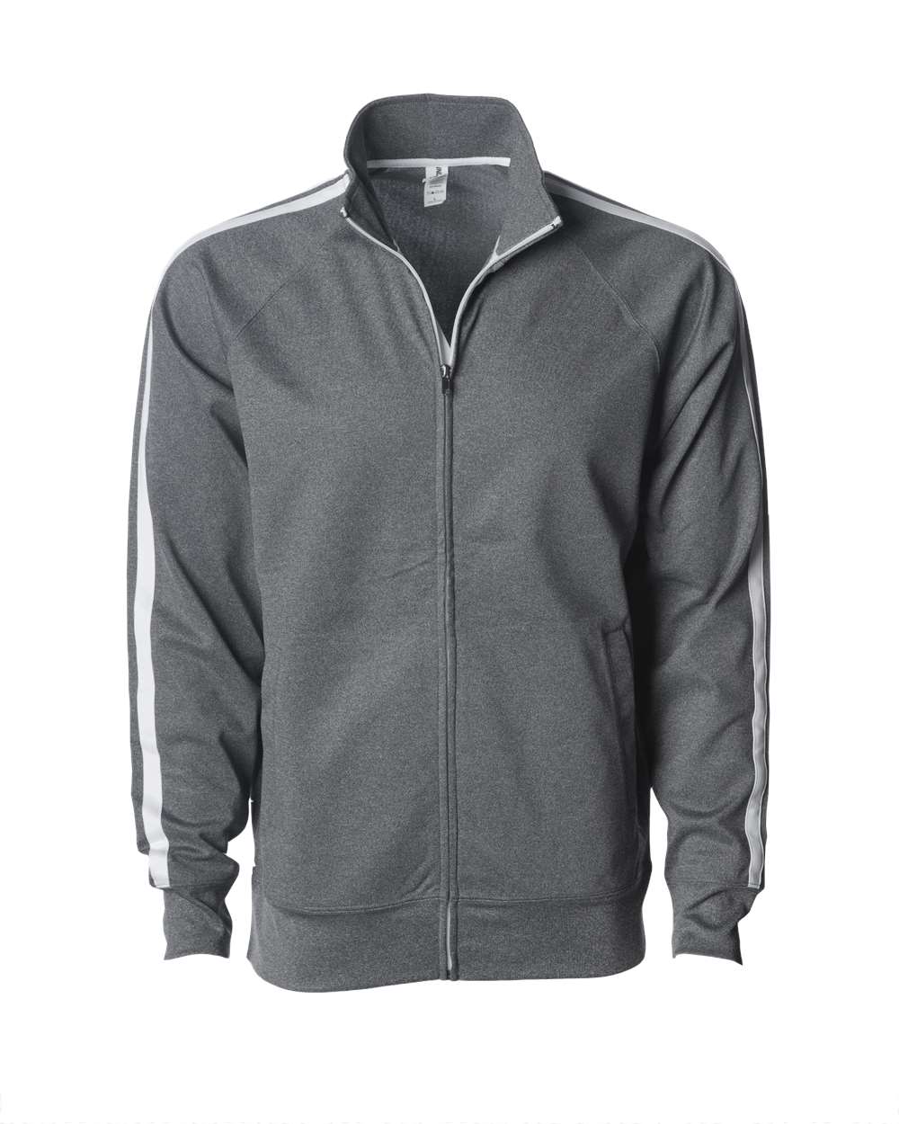Men's Lightweight Poly-Tech Full-Zip Track Jacket - Front - B23476352 - Gunmetal Heather