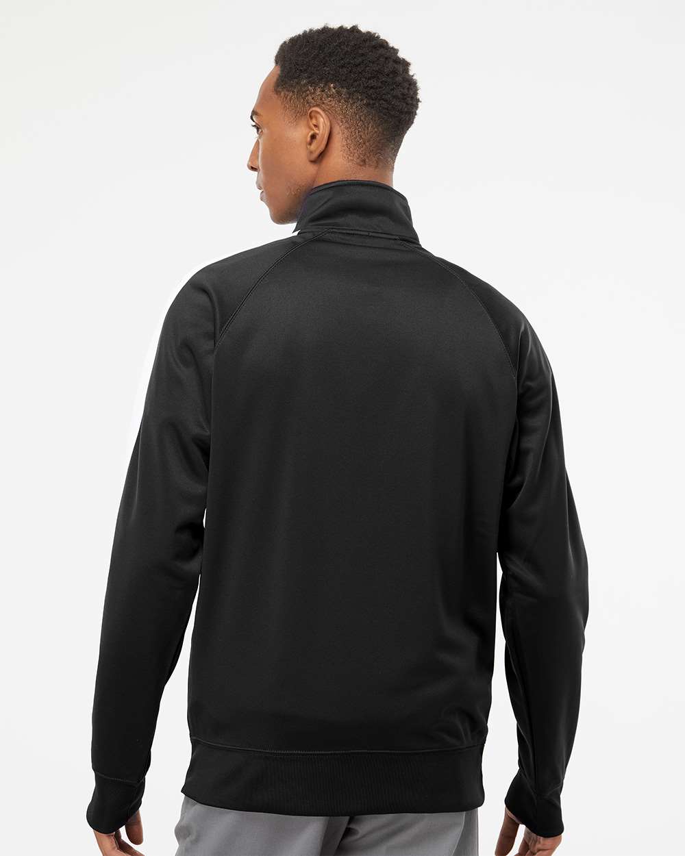 Men's Lightweight Poly-Tech Full-Zip Track Jacket - OnModelBack - B23476502 - Black